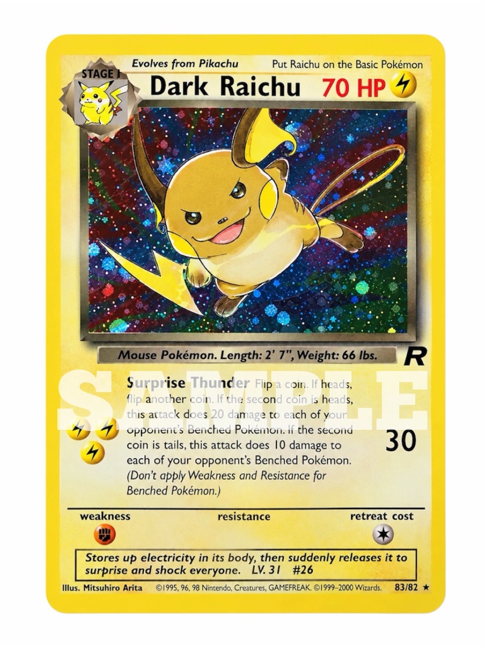 2000 DARK RAICHU 83/82 POKEMON TCG TEAM ROCKET LP